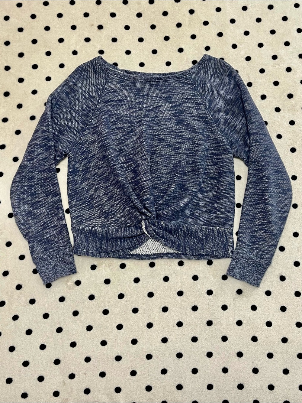 J. Crew Twist-Front Sweatshirt in Vintage Indigo Marled Knit Size S/M